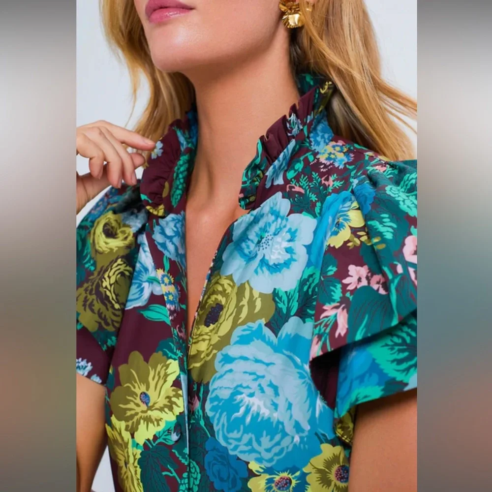 Tuckernuck Oxblood Verdant Floral Alice Dress medium - Picture 3 of 8